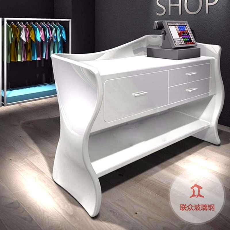 培訓(xùn)機(jī)構(gòu)玻璃鋼吧臺收銀臺創(chuàng)意公司前臺接待臺美容院迎賓臺可定制